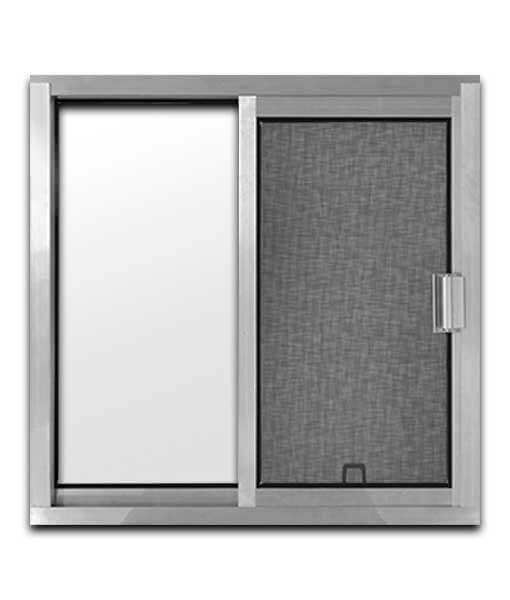 Ventana de Aluminio Economica 60X60cm, Perfil de 1 1/2″, Anodizada o Sin Anodizar, Vidrio Claro, Mosquitero