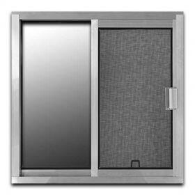 Ventana de Aluminio Economica 60X60cm, Perfil de 1 1/2″, Sin Adonizar, Vidrio Obscuro, Mosquitero